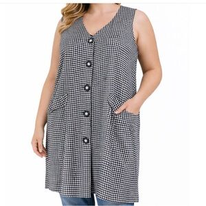 Black and White Houndstooth Steenan Trapeze Dress vintage button up dress